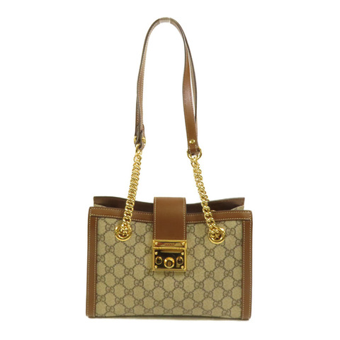 GUCCI 塗層帆布Padlock GG Small金扣鏈帶肩背袋