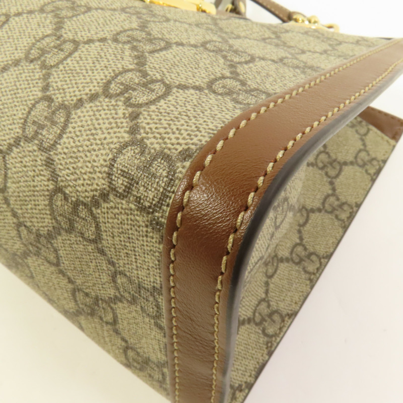 GUCCI 塗層帆布Padlock GG Small金扣鏈帶肩背袋-12