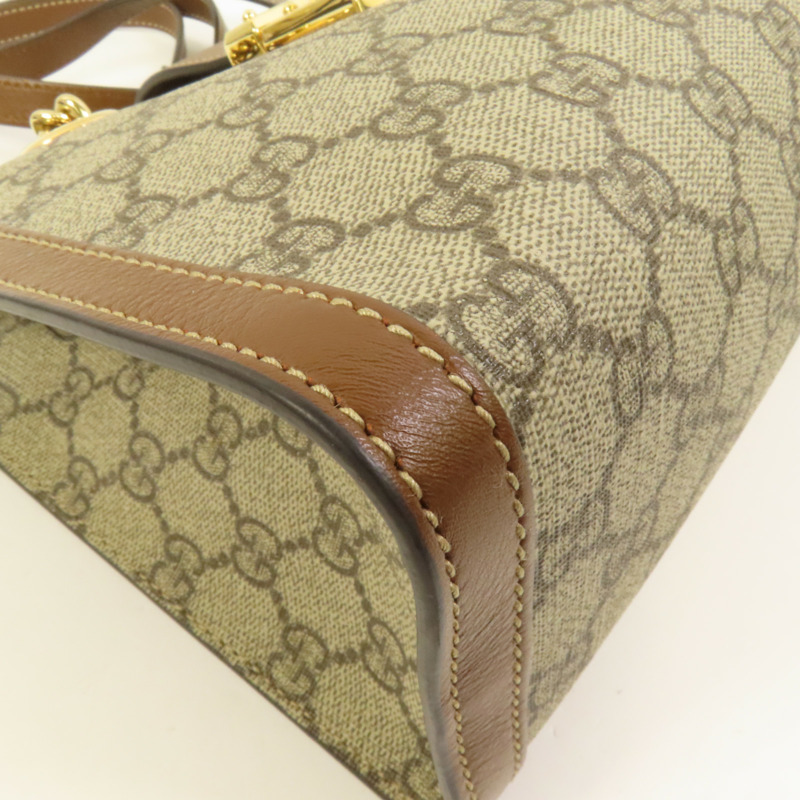 GUCCI 塗層帆布Padlock GG Small金扣鏈帶肩背袋-13
