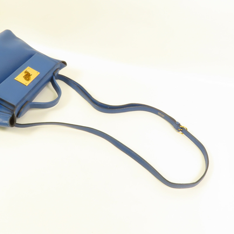 HERMES Evercolor皮革24/24 Mini金扣手挽肩背兩用袋Bleu France-5