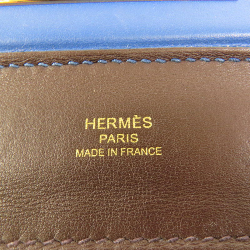 HERMES Evercolor皮革24/24 Mini金扣手挽肩背兩用袋Bleu France-8