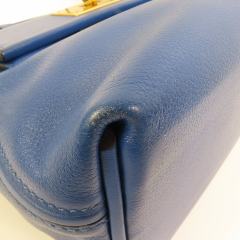HERMES Evercolor皮革24/24 Mini金扣手挽肩背兩用袋Bleu France-11