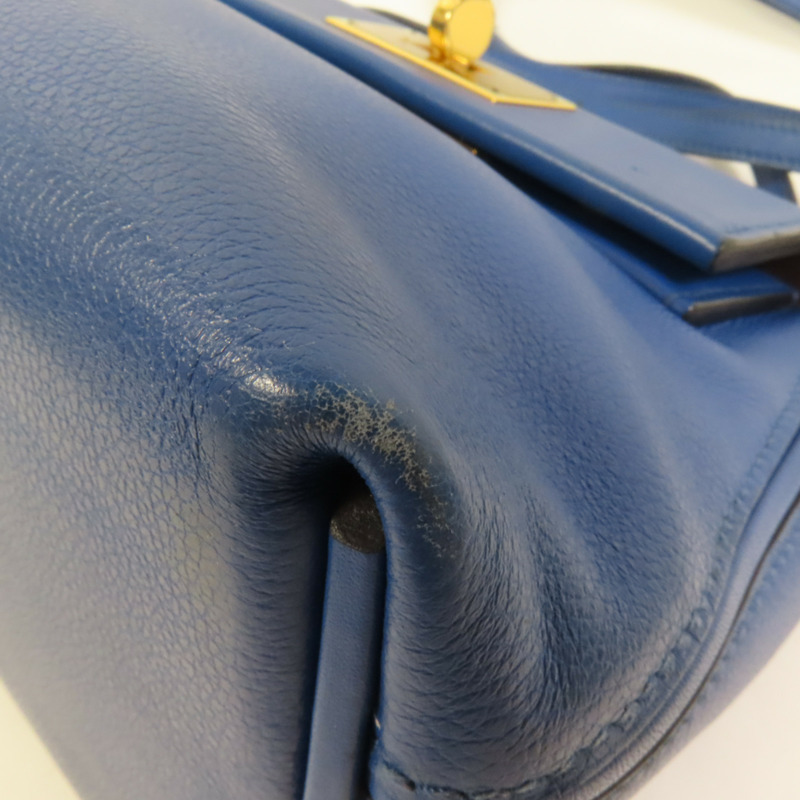 HERMES Evercolor皮革24/24 Mini金扣手挽肩背兩用袋Bleu France-12