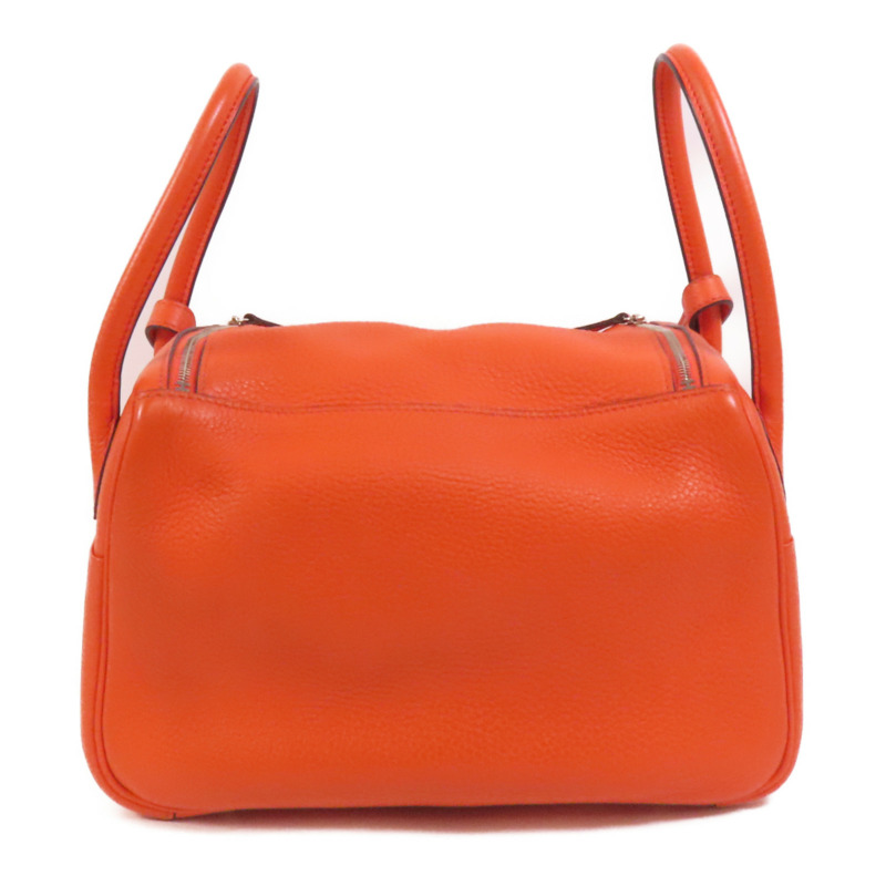 HERMES Clemence皮革Lindy 26銀扣手挽肩背兩用袋Capucine-1