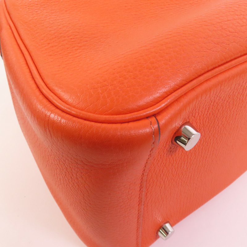 HERMES Clemence皮革Lindy 26銀扣手挽肩背兩用袋Capucine-12