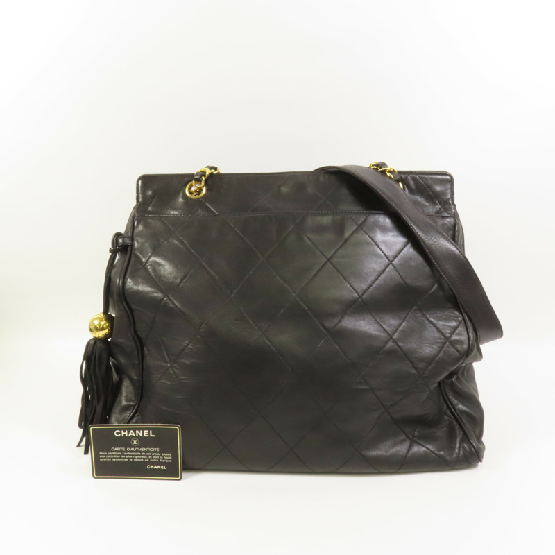 CHANEL 羊皮皮革Vintage Tote金扣鏈帶肩背袋-10