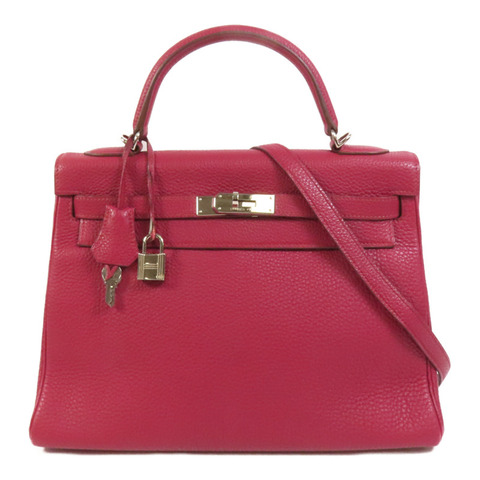HERMES Togo皮革Kelly 32銀扣手挽肩背兩用袋Rubis