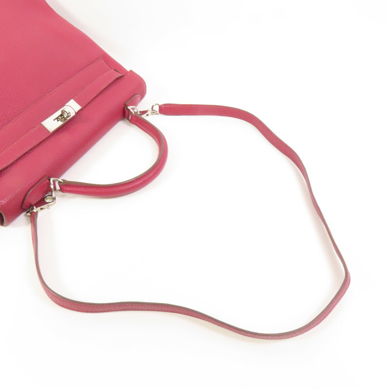 HERMES Togo皮革Kelly 32銀扣手挽肩背兩用袋Rubis-5