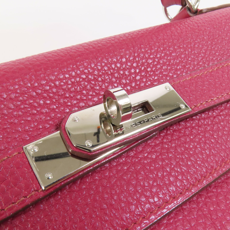 HERMES Togo皮革Kelly 32銀扣手挽肩背兩用袋Rubis-8