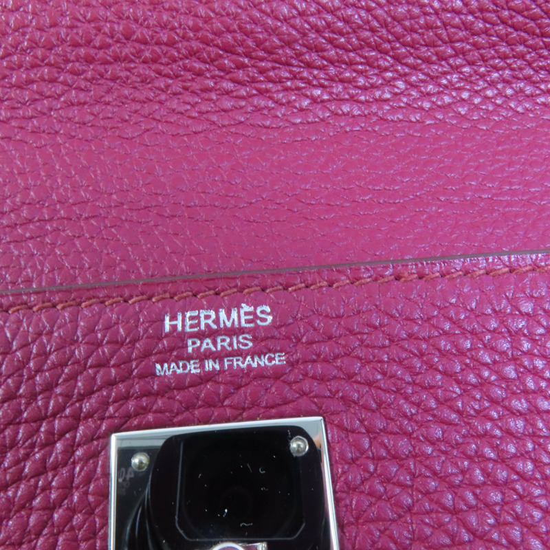 HERMES Togo皮革Kelly 32銀扣手挽肩背兩用袋Rubis-10