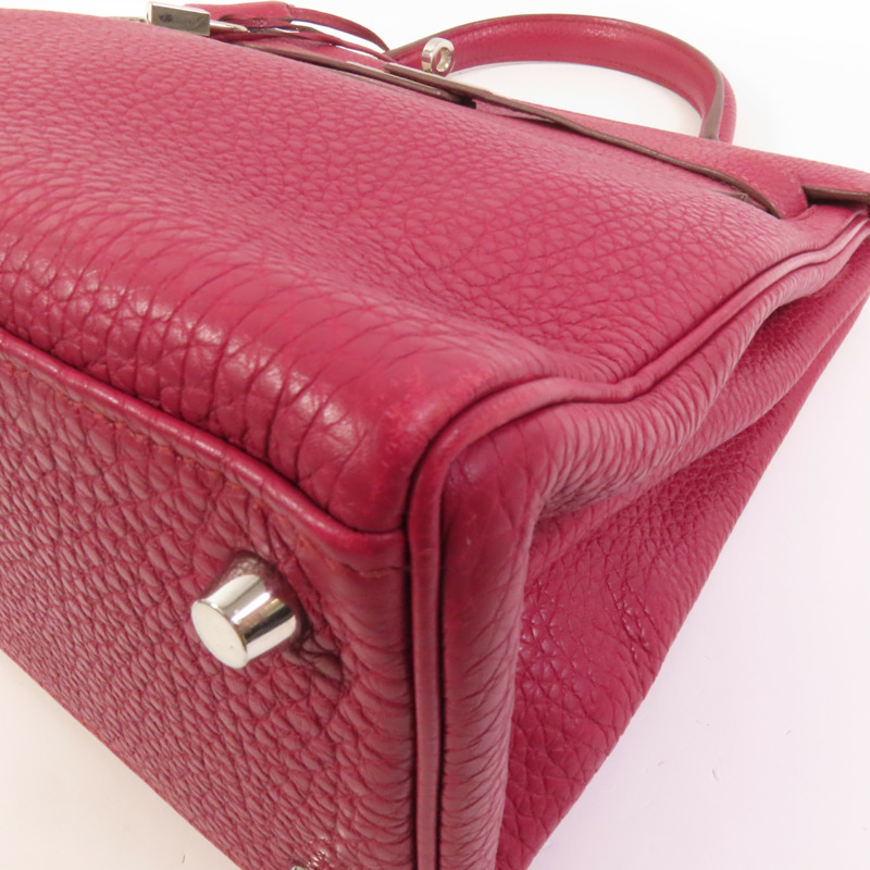 HERMES Togo皮革Kelly 32銀扣手挽肩背兩用袋Rubis-11