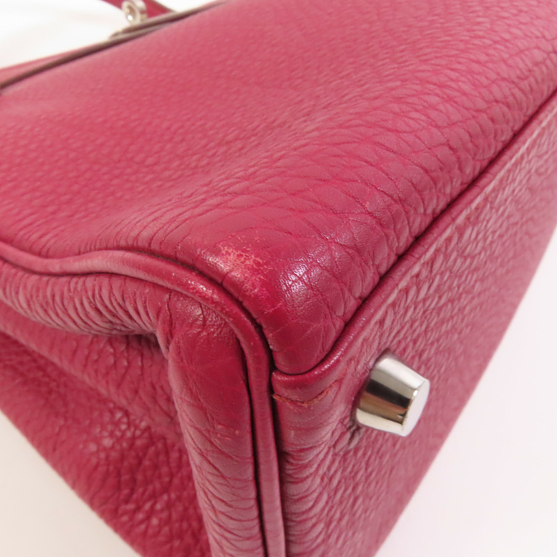 HERMES Togo皮革Kelly 32銀扣手挽肩背兩用袋Rubis-14