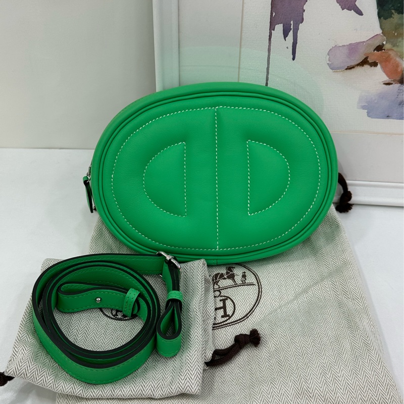 Hermes 愛馬仕 Roulis 豬鼻子 in the loop 腰包 薄荷綠 B刻 閒置-1