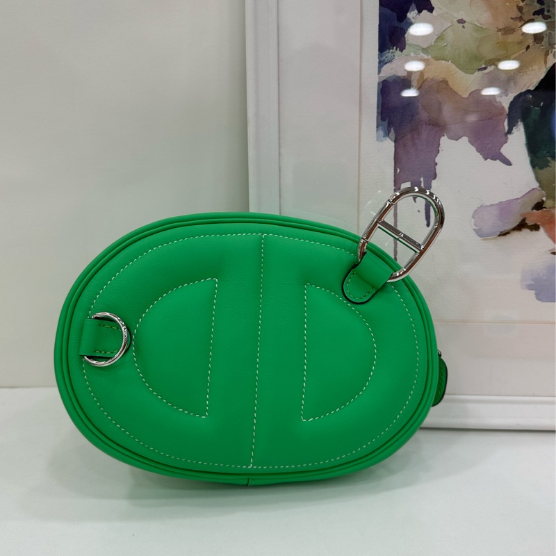 Hermes 愛馬仕 Roulis 豬鼻子 in the loop 腰包 薄荷綠 B刻 閒置-3