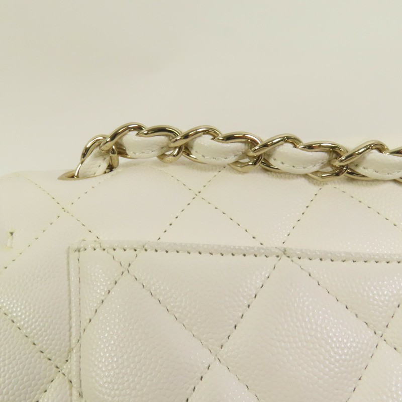 CHANEL 牛皮皮革Large Classic金扣鏈帶肩背袋-13