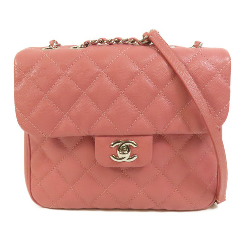 CHANEL 牛皮皮革Chain Shoulder銀扣鏈帶肩背袋