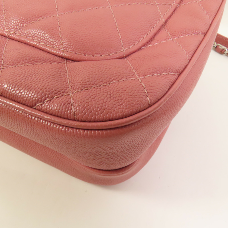 CHANEL 牛皮皮革Chain Shoulder銀扣鏈帶肩背袋-11