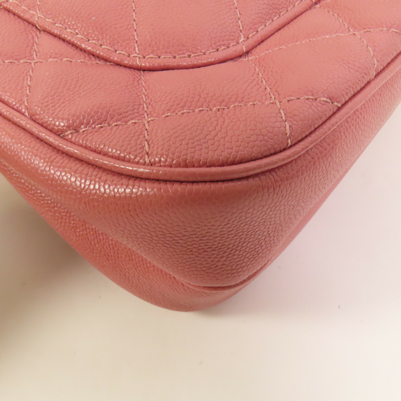 CHANEL 牛皮皮革Chain Shoulder銀扣鏈帶肩背袋-12