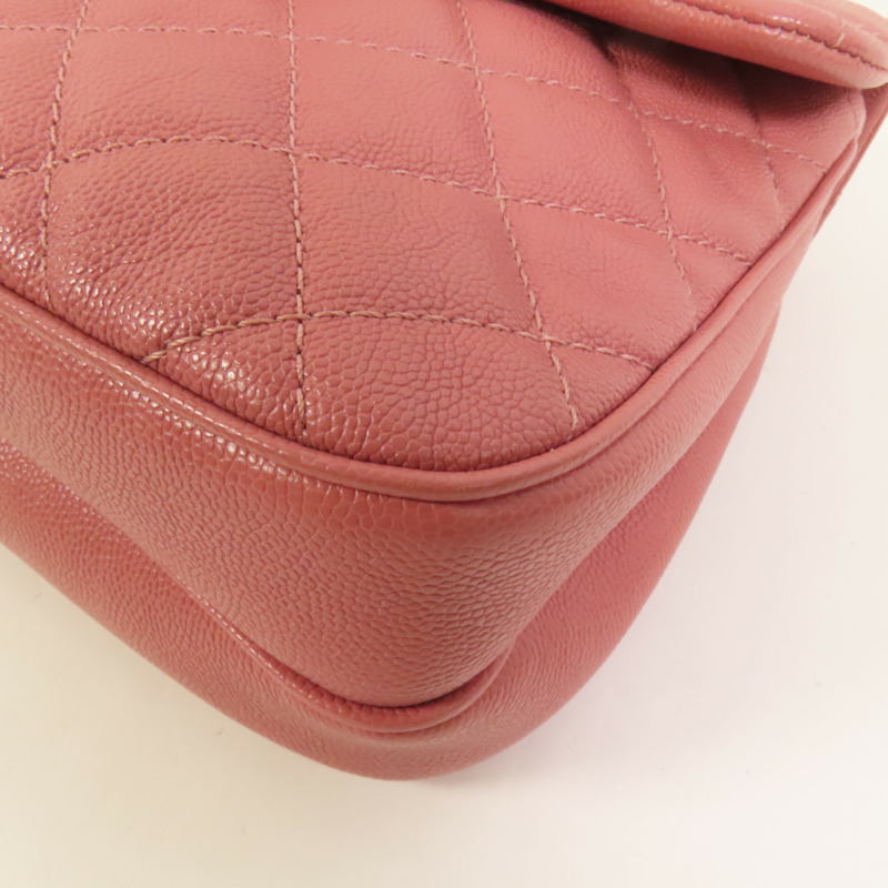 CHANEL 牛皮皮革Chain Shoulder銀扣鏈帶肩背袋-13