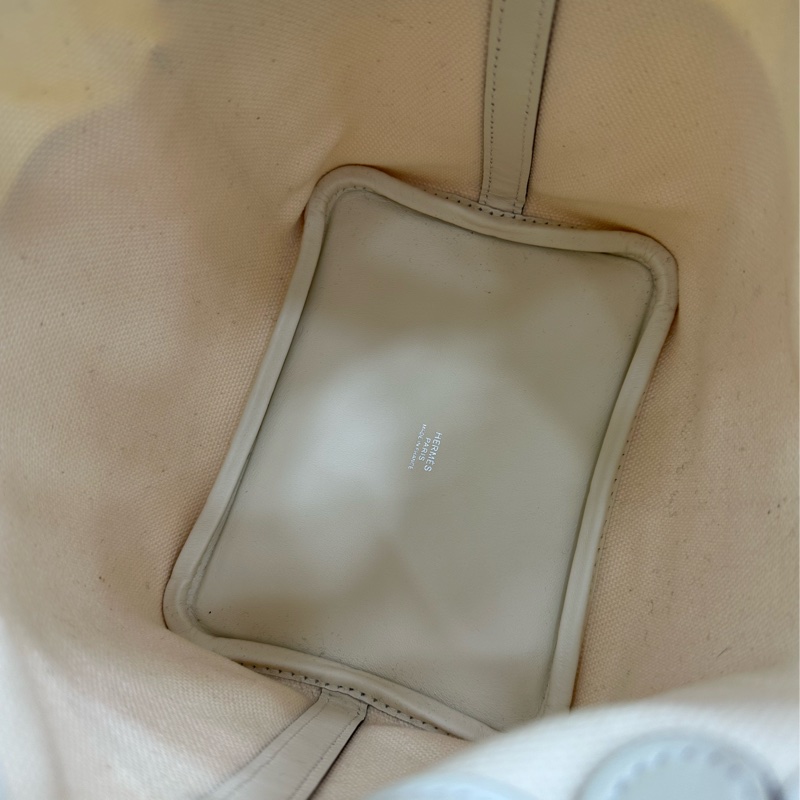 Hermes 愛馬仕 picotin Cargo 18 白色帆布皮菜籃 U刻-8