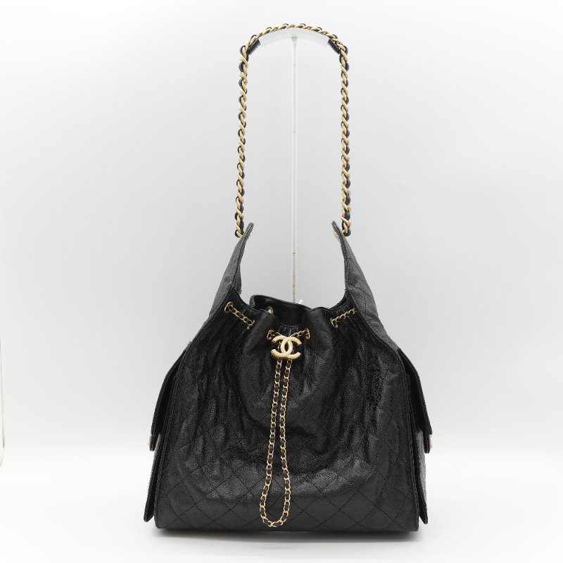 （全套全配🔥）品牌月限時特價🌟下個月就恢復原價💗 Chanel 香奈兒 25Bag 中號 黑色 菱格紋 荔枝皮牛皮 金屬鏈帶 Hobo包 肩背包-2