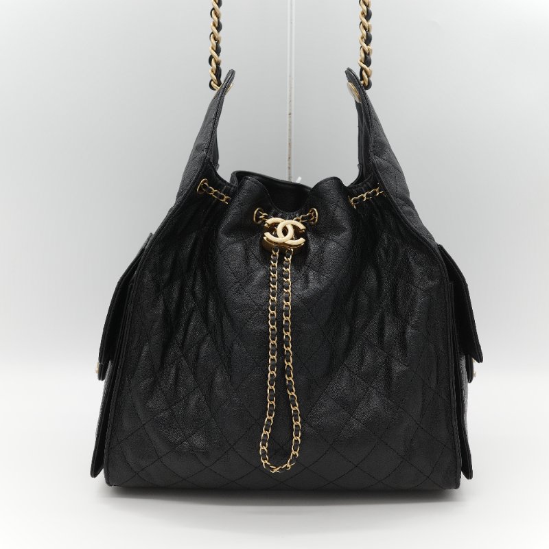 （全套全配🔥）品牌月限時特價🌟下個月就恢復原價💗 Chanel 香奈兒 25Bag 中號 黑色 菱格紋 荔枝皮牛皮 金屬鏈帶 Hobo包 肩背包-3