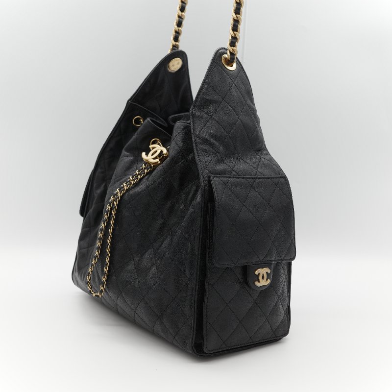 （全套全配🔥）品牌月限時特價🌟下個月就恢復原價💗 Chanel 香奈兒 25Bag 中號 黑色 菱格紋 荔枝皮牛皮 金屬鏈帶 Hobo包 肩背包-5