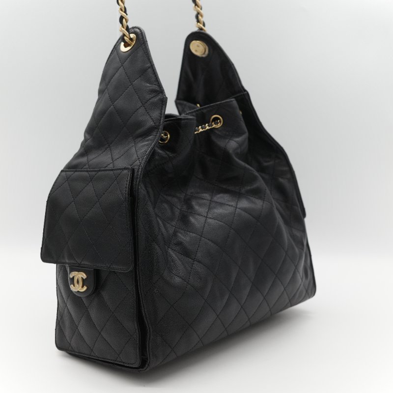 （全套全配🔥）品牌月限時特價🌟下個月就恢復原價💗 Chanel 香奈兒 25Bag 中號 黑色 菱格紋 荔枝皮牛皮 金屬鏈帶 Hobo包 肩背包-7