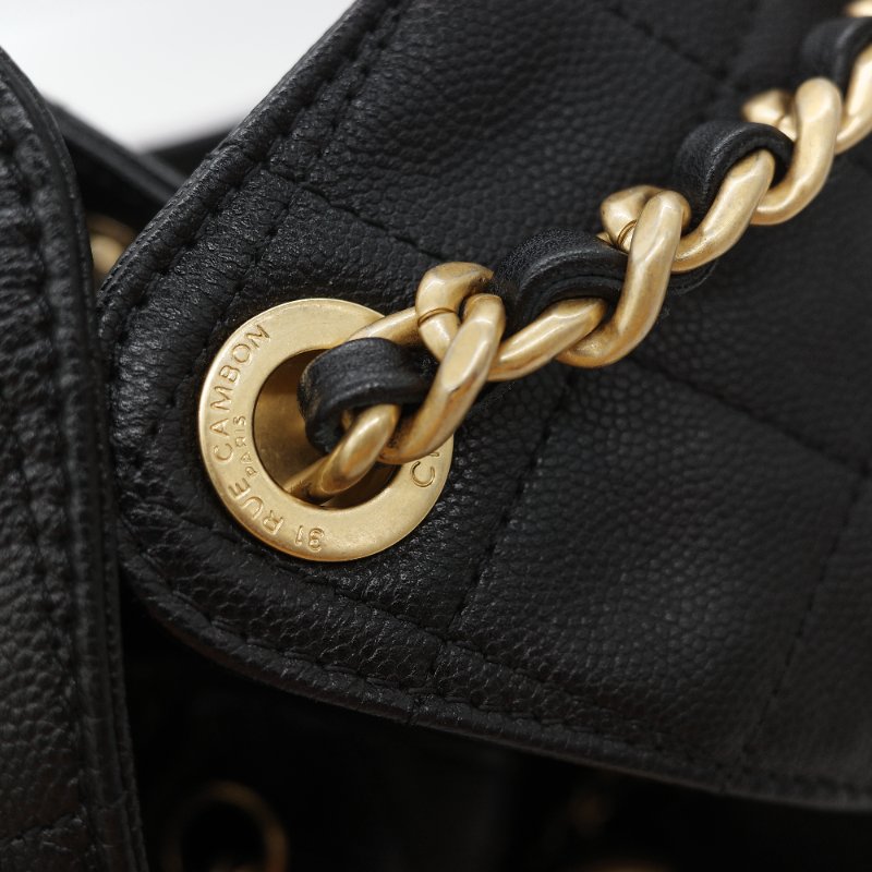 （全套全配🔥）品牌月限時特價🌟下個月就恢復原價💗 Chanel 香奈兒 25Bag 中號 黑色 菱格紋 荔枝皮牛皮 金屬鏈帶 Hobo包 肩背包-23