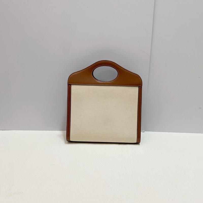 BURBERRY巴寶莉  雙色帆布拼皮Pocket小號口袋包郵差包  尺寸：24*26.5*6 附件：塵袋（-2