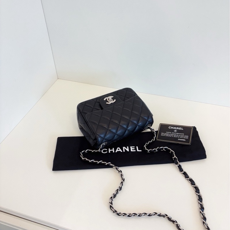 【98新🆕】Chanel黑銀CF方胖子 經典小方胖斜挎包 單肩包-3