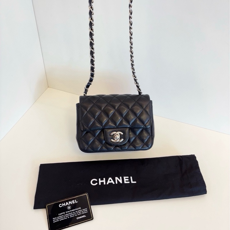 【98新🆕】Chanel黑銀CF方胖子 經典小方胖斜挎包 單肩包-4
