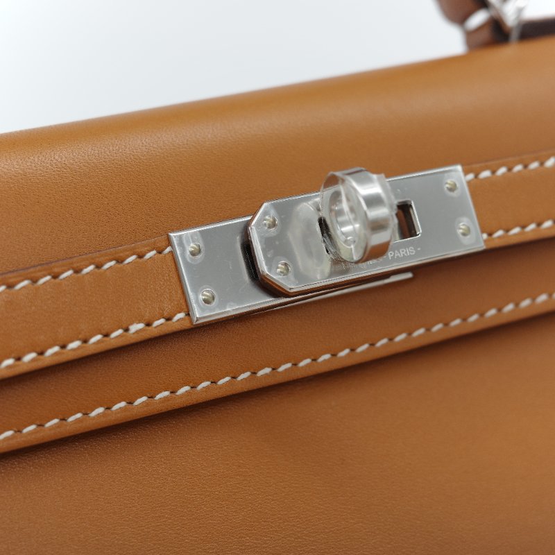 （稀有銀扣🌟）Hermès 愛馬仕 Kelly 二代 19cm 37金棕色 Box 牛皮 銀扣 手提包 斜挎包 U 刻-11