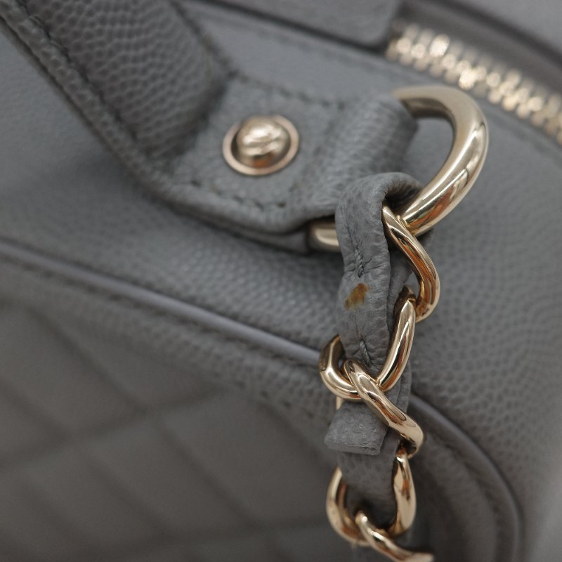 Chanel 香奈兒 Vanity Case 荔枝牛皮 霧霾灰 淺灰色 手提包 相機包 鏈條包 斜挎包-13