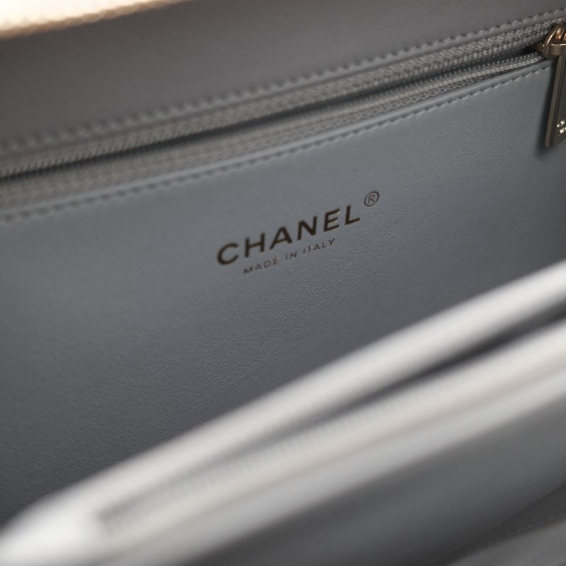 Chanel 香奈兒 Vanity Case 荔枝牛皮 霧霾灰 淺灰色 手提包 相機包 鏈條包 斜挎包-21