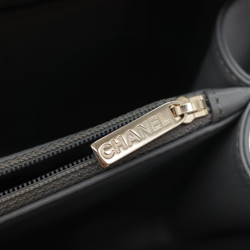 Chanel 香奈兒 Vanity Case 荔枝牛皮 霧霾灰 淺灰色 手提包 相機包 鏈條包 斜挎包-23