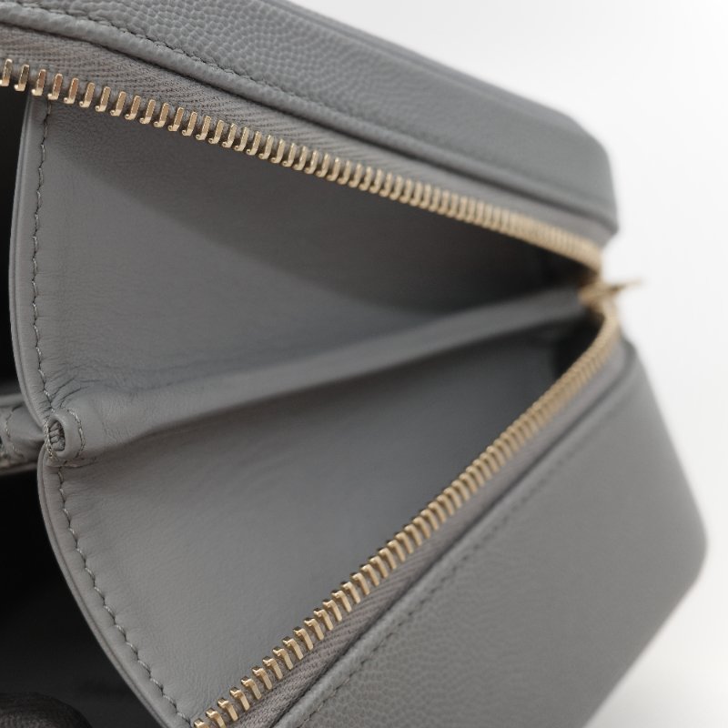 Chanel 香奈兒 Vanity Case 荔枝牛皮 霧霾灰 淺灰色 手提包 相機包 鏈條包 斜挎包-25