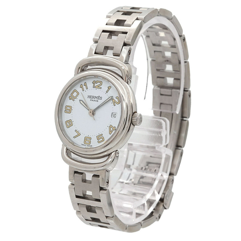 愛馬仕 Pullman PU2 210 女士腕錶，日期顯示，白色石英錶-1