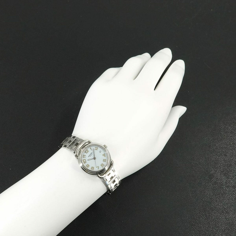 愛馬仕 Pullman PU2 210 女士腕錶，日期顯示，白色石英錶-2