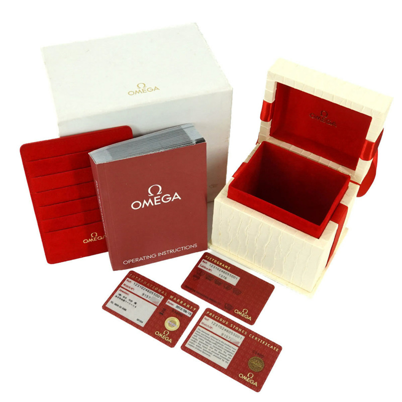 歐米茄星座系列 123 10 24 60 55 001 女士腕錶 12P 鑲鑽 白色錶殼 石英錶-1