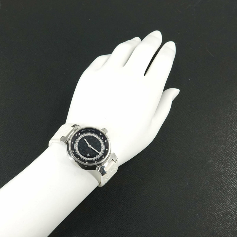 路易威登 Tambour Disc Amarante Diamant MM Q1319 女士腕錶 鑽石石英錶-2