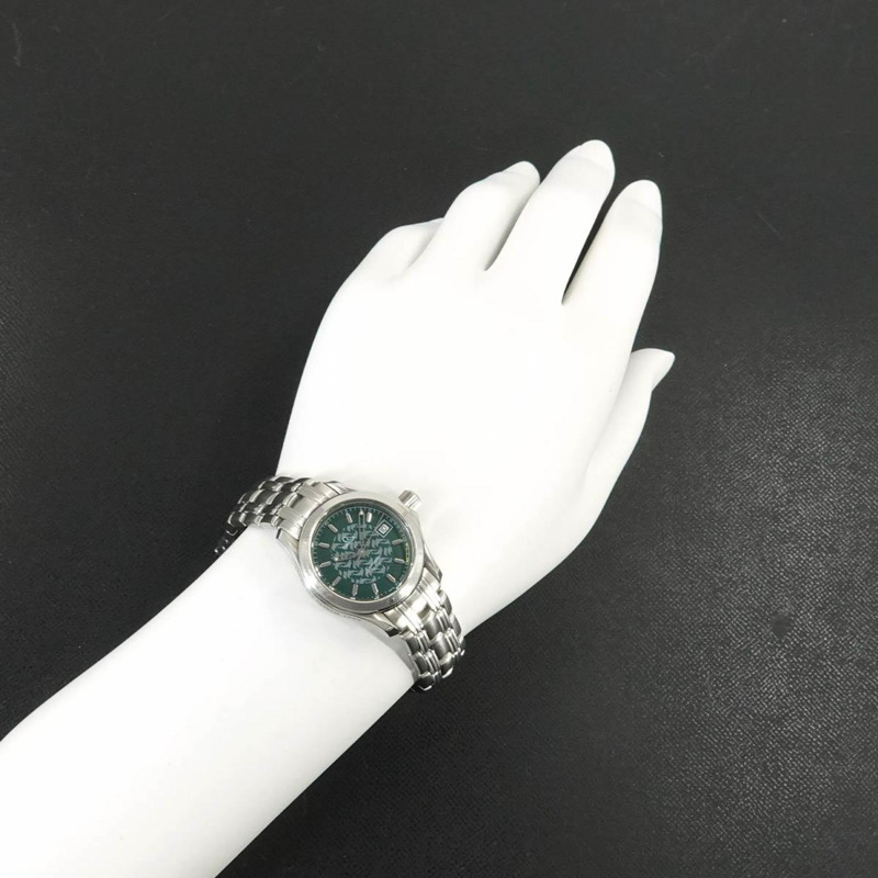 歐米茄海馬120 Jack Mayol 1998限量版，全球2500枚，編號2586 70，女士腕錶，日期顯示，綠色石英機芯-2