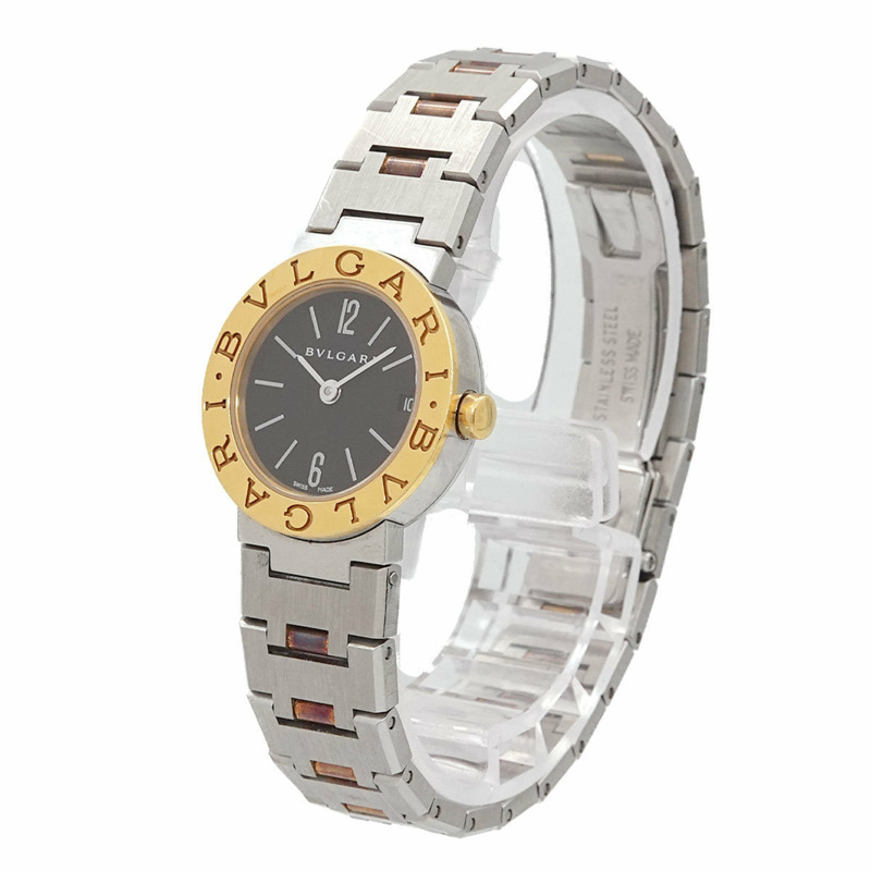 寶格麗 BB23SG 女士腕錶，日期顯示，黑色 YG 黃金石英錶-1