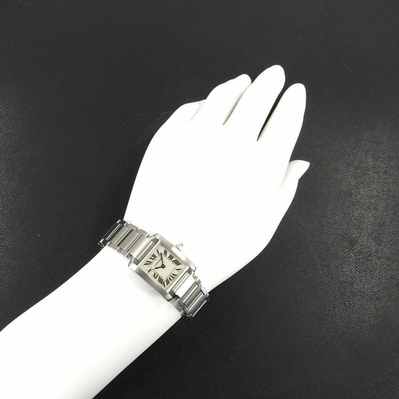 卡地亞 Tank Française SM W51008Q3 女士腕錶，象牙色，石英錶-3