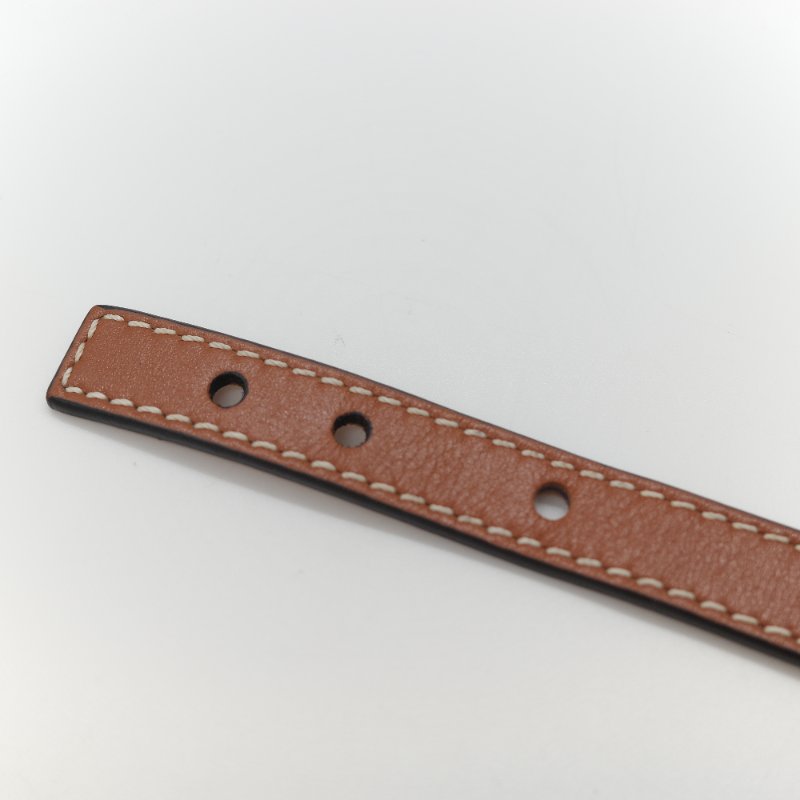 Loewe 羅威  Slap bracelet 對比色縫線銀色 金屬扣 牛皮製 拍拍手環-4