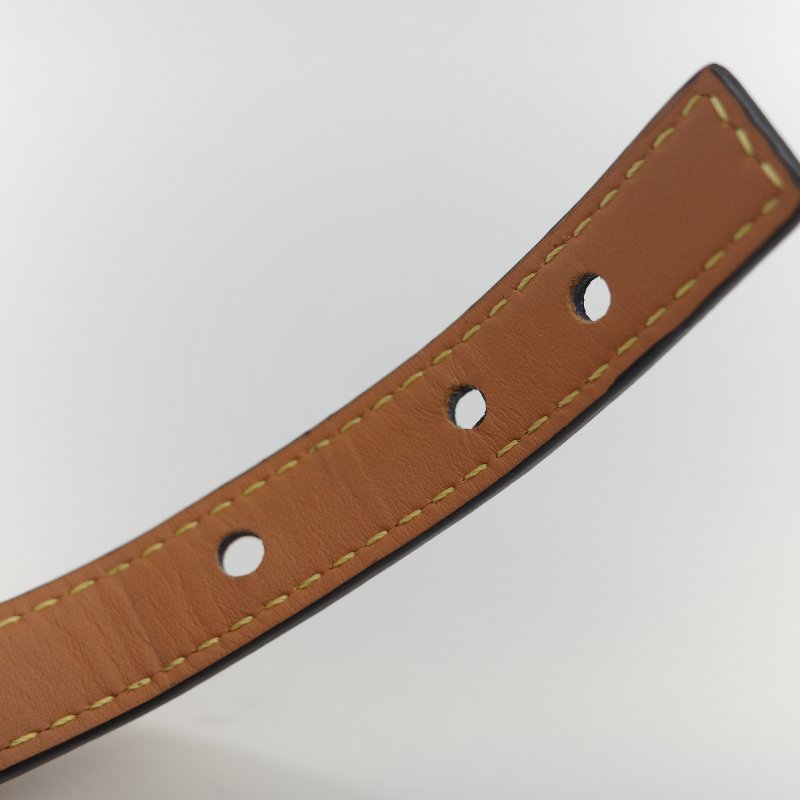 Loewe 羅威  Slap bracelet 對比色縫線銀色 金屬扣 牛皮製 拍拍手環-5