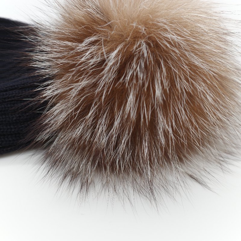 Moncler 蒙克萊 經典標誌 黑色 毛球 羊毛標誌 羅紋針織毛帽-3