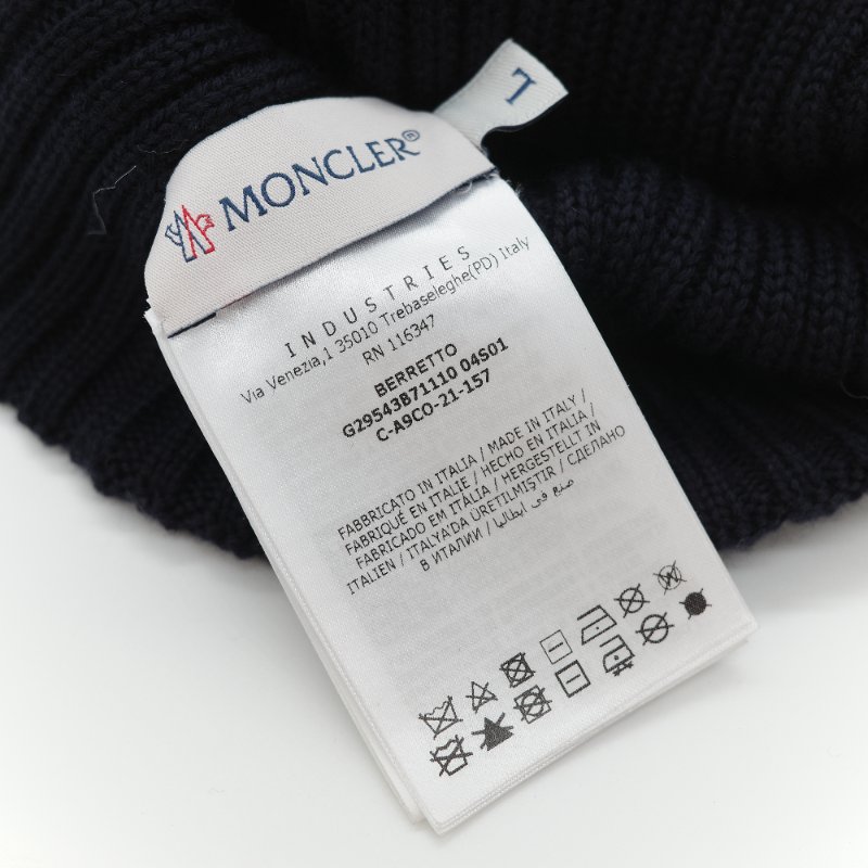 Moncler 蒙克萊 經典標誌 黑色 毛球 羊毛標誌 羅紋針織毛帽-4