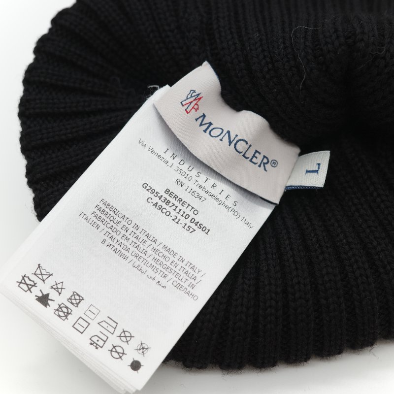 Moncler 蒙克萊 經典標誌 黑色 毛球 羊毛標誌 羅紋針織毛帽-12