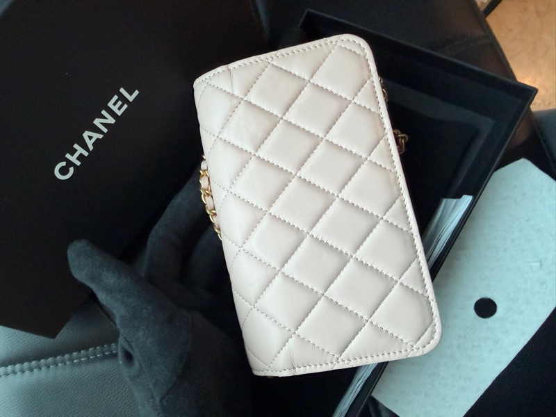 CHANEL 櫻花粉［超低價］金球手機包🫰🏻有購證 卡片零錢手機妥當當-9
